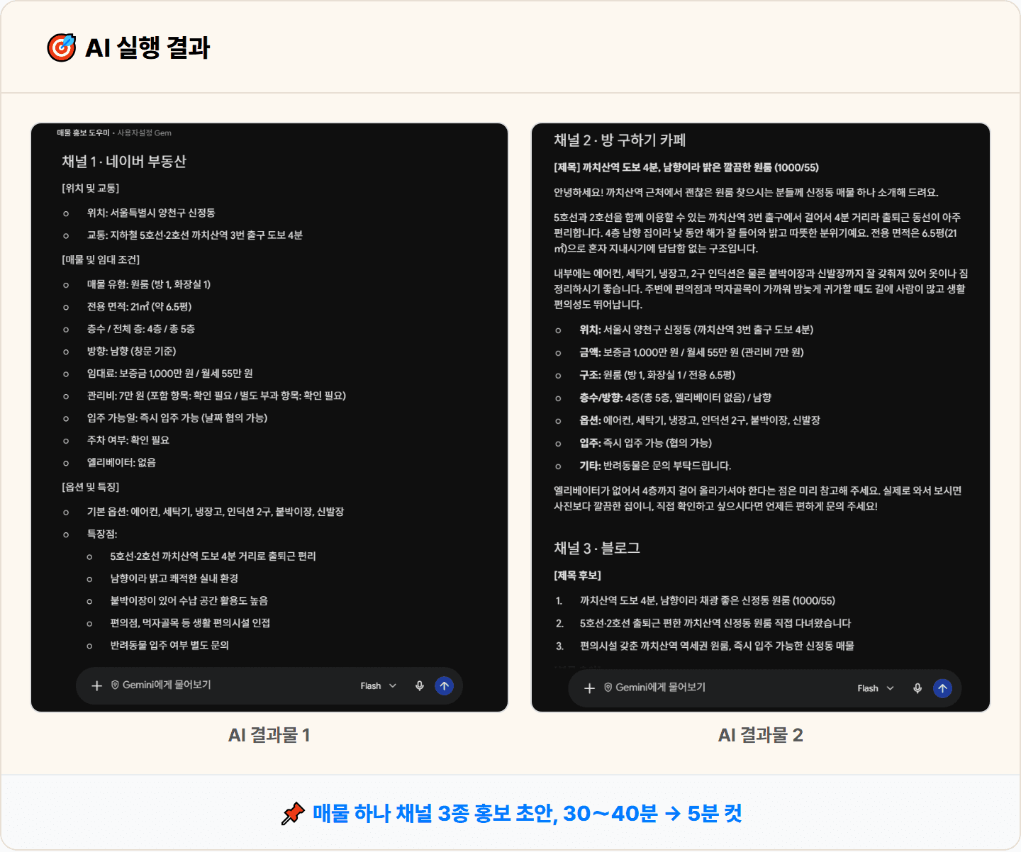 [부동산 중개사] Gemini Gems로 방 구하기 카페·네이버 부동산·블로그 매물 홍보 초안 도우미 30분 컷