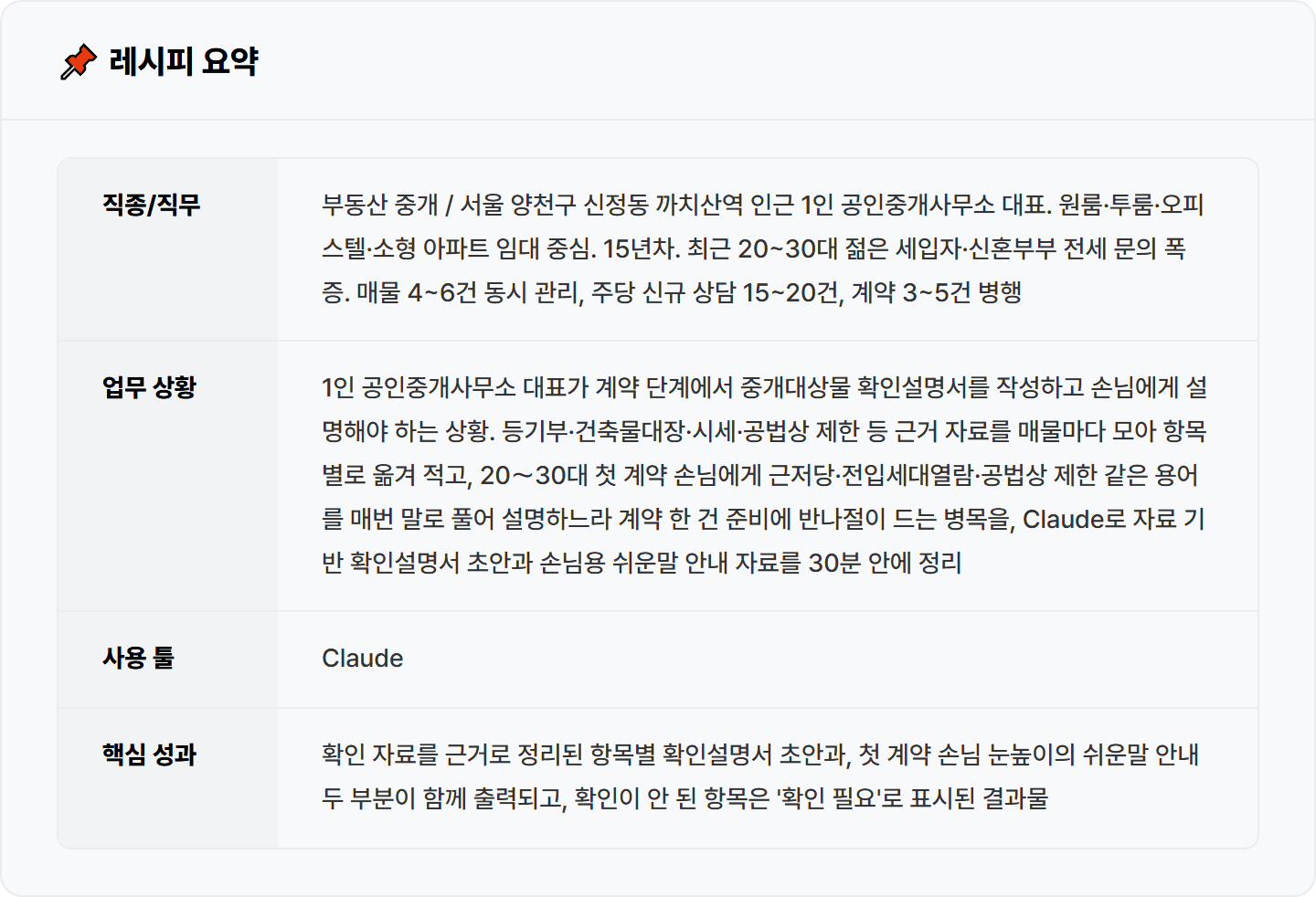 [부동산 중개사] Claude로 중개대상물 확인설명서 초안·핵심 안내 자료 30분 컷