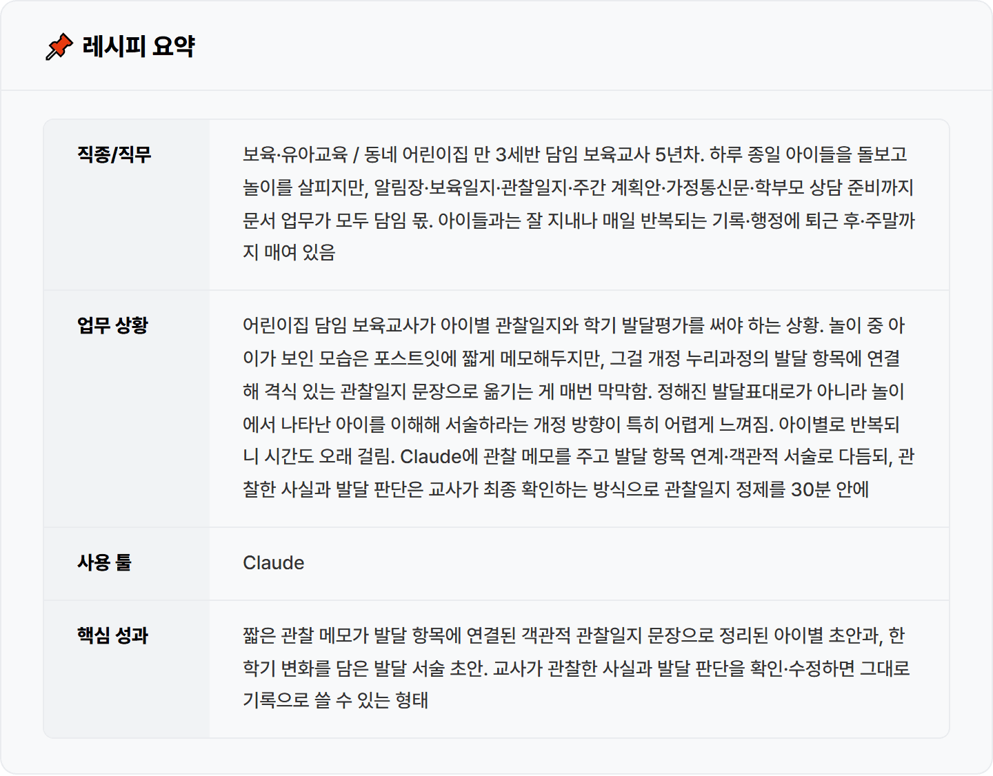 [어린이집 교사] Claude로 놀이 관찰 메모를 누리과정 연계 관찰일지로 정제 30분 컷