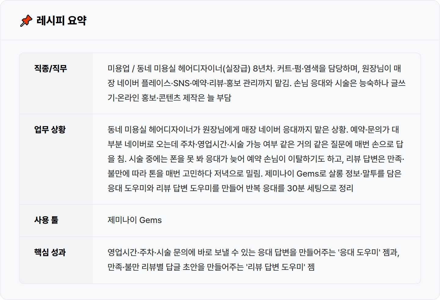 [동네 미용실] 제미나이 Gems로 네이버 예약 문의·리뷰 답변 응대 도우미 세팅 30분 컷