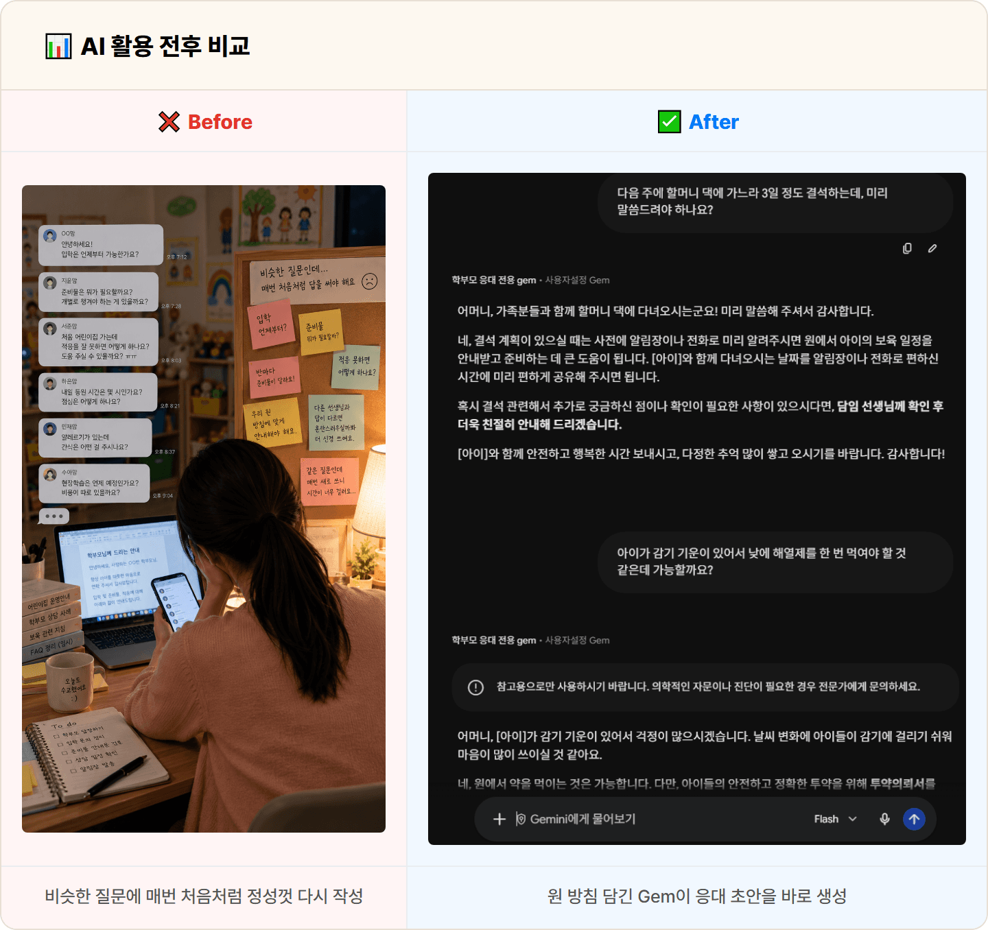 [어린이집 교사] 제미나이 Gems로 학부모 자주 묻는 질문 응대 초안 20분 컷