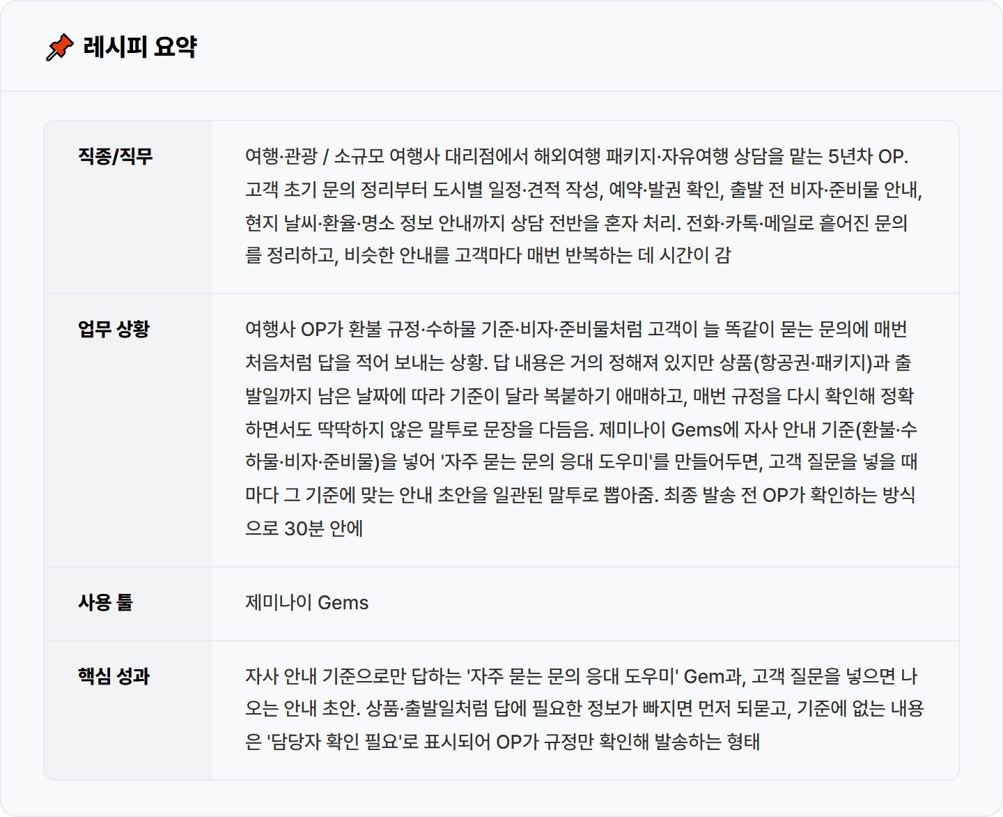 [여행사] 제미나이 Gems로 자주 묻는 여행 문의 응대 도우미 만들기 30분 컷