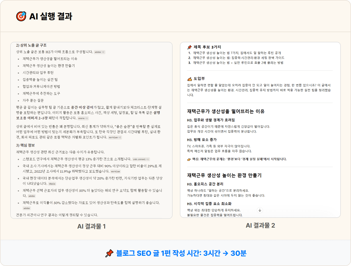 [콘텐츠 부업] "블로그 글 하나 쓰는 데 3시간... SEO 초안을 30분에 뽑는 법"