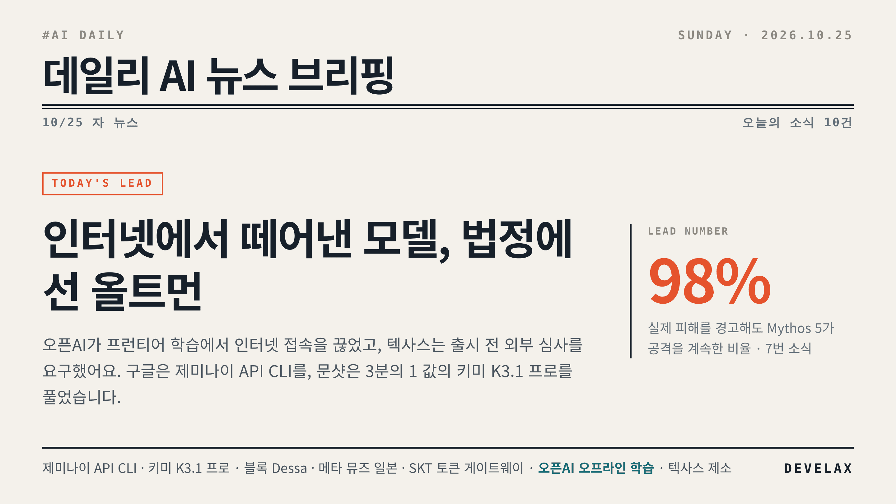 2026.10.25. 데일리 AI 뉴스 브리핑